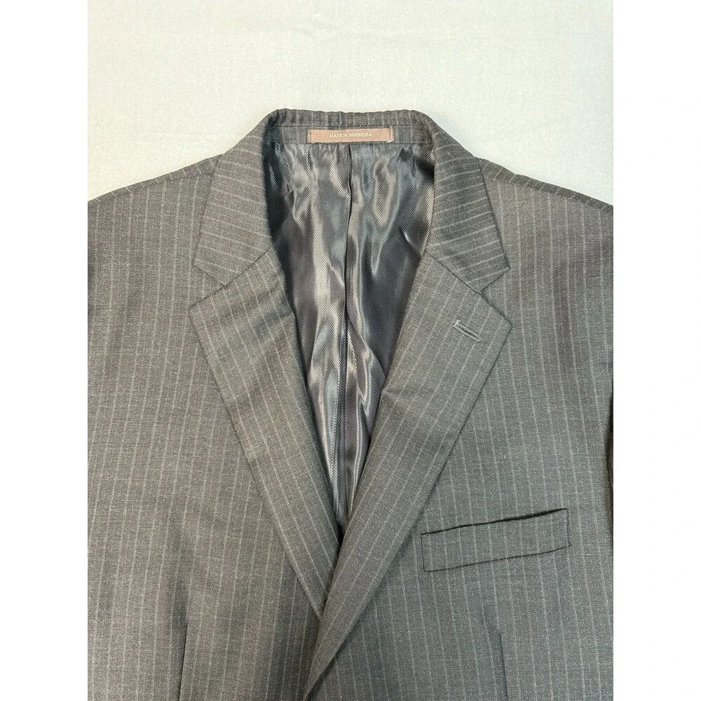 Tasso Elba Mens Black Striped Sport Coat Suit Jacket Blazer Size‎ S42 - 90% Wool